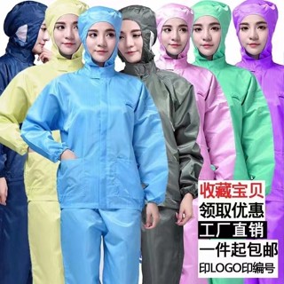 จัดส่ง 24 ชั่วโมง = ชุดทำงานคลีนรูมแบบมีฮู้ดสองชิ้น สีน้ำเงิ…