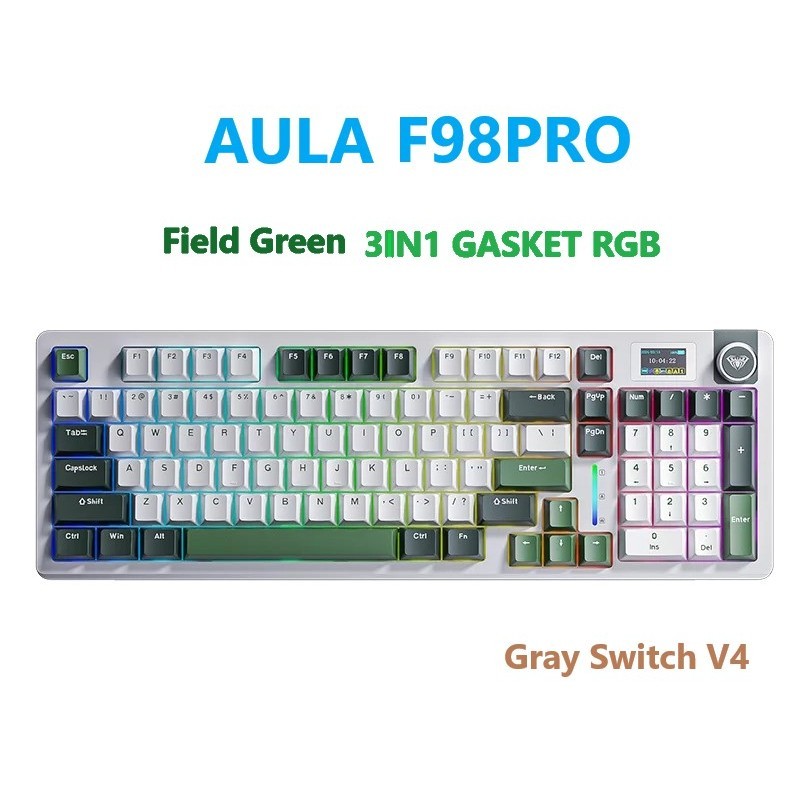 คีย์บอร์ดไร้สาย AULA S98Pro Display Gasket Mechanical Keyboard คีย์ไทย รับประกัน 2 ปี