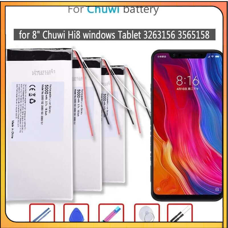 แบตเตอรี่ขนาด 8 นิ้วขนาด 4800mAh สำหรับ Chuwi Hi8 Windows Tablet 3263156 3565158
