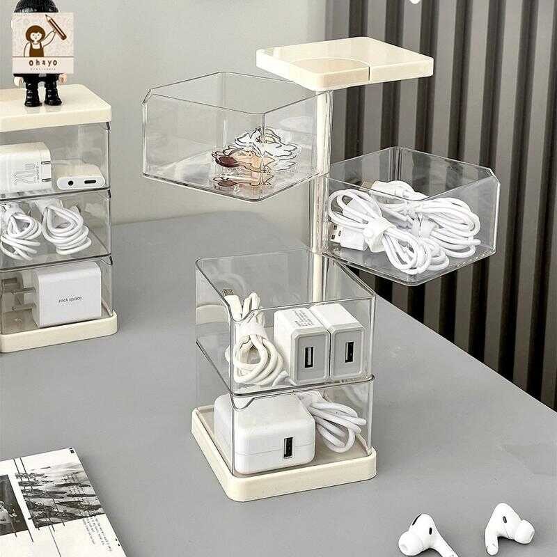 Ohayo กล่องใส่ปากกาอะคริลิคใส ที่ใส่ปากกา อุปกรณ์สำนักงาน แบบหมุน เหมาะสำหรับการใช้งานหลายสถานการณ