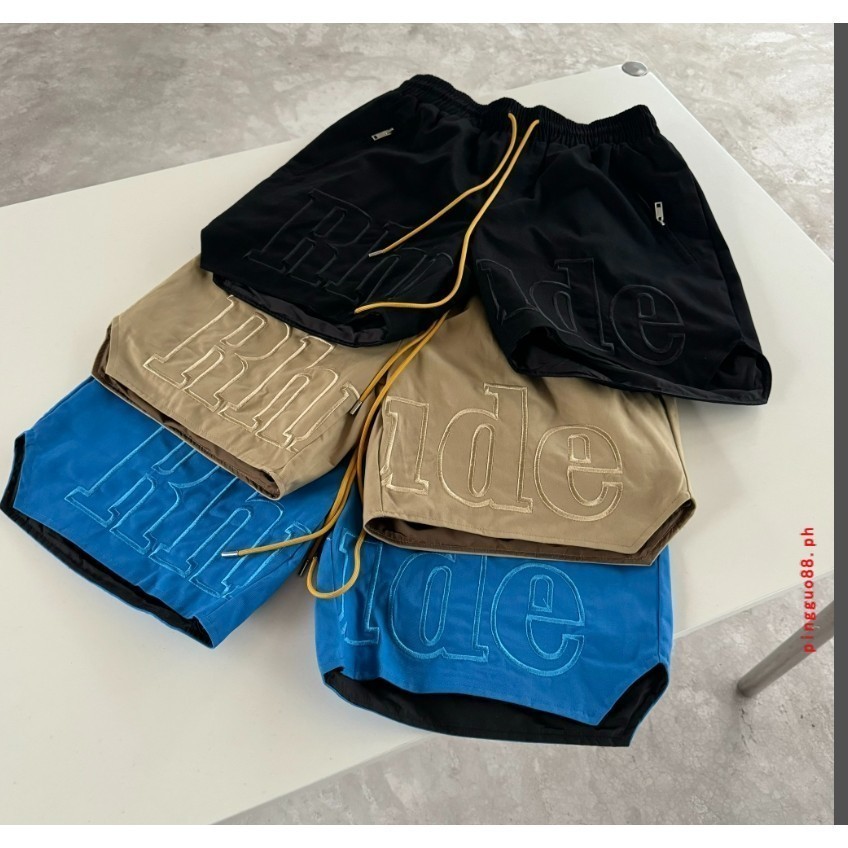 ♞Rhude กางเกงขาสั้น ปักลายโลโก้ ขนาดใหญ่ แฟชั่นฤดูร้อน mfd