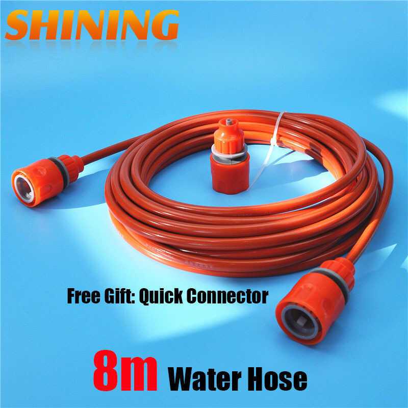 ▥ 25 Feet 8M Orange PU Washing Garden Watering Hose Pipe With Quick Connector High Pressure Car