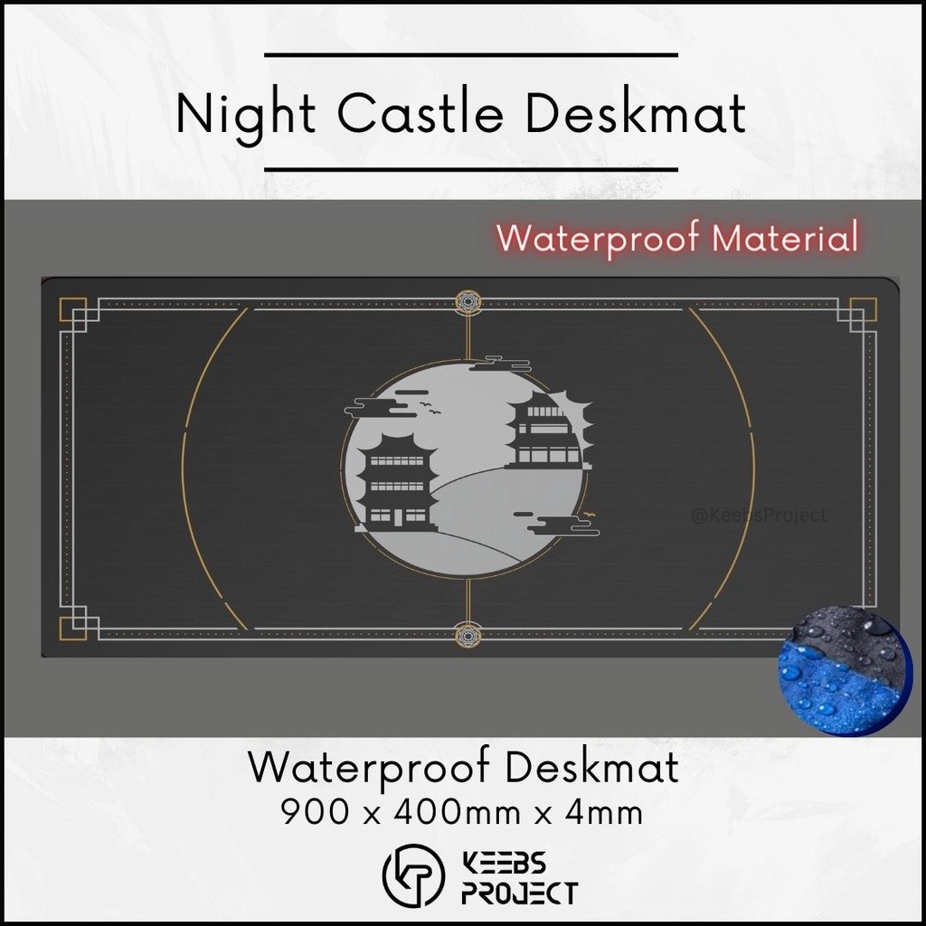 Night Castle Deskmat (900 มม. x 400 มม. x 4 มม.) - แผ่นรองเมาส์กันน้ํา/แผ่นรองเมาส์
