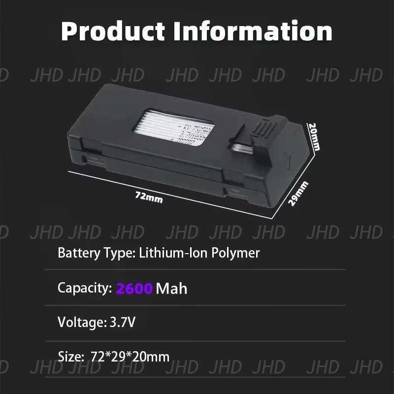 ▥ JHD 3.7V 2600Mah Lipo แบตเตอรี่สํารองสําหรับ E99s Mini แบตเตอรี่ E99 PRO Drone แบตเตอรี่ขายส่
