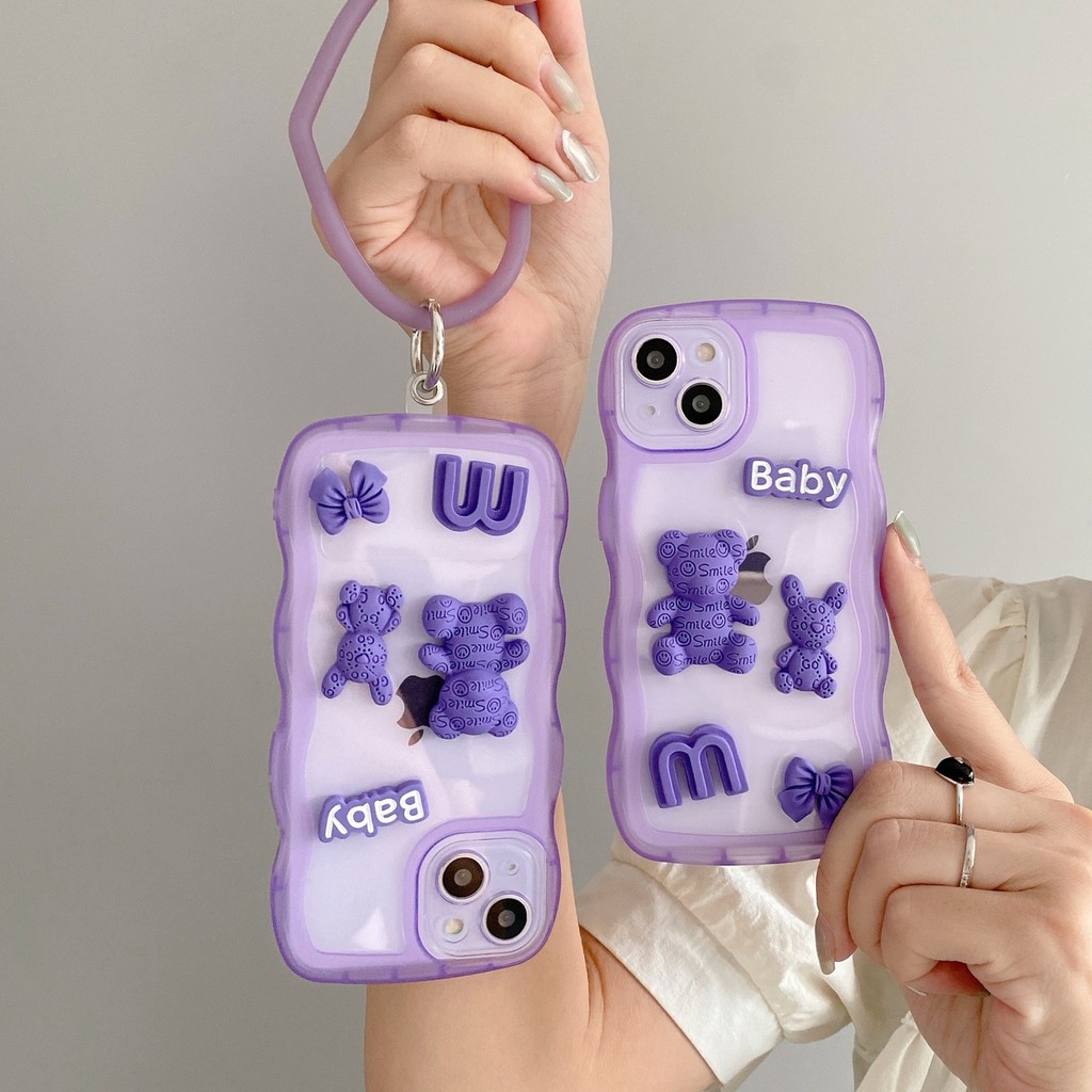 เหมาะสําหรับ Huawei Honor 8 0 Wavy Edge BAY Bear เคสโทรศัพท์ MT E 5 P 3 แหวน Shock-proof เคสป้องกัน