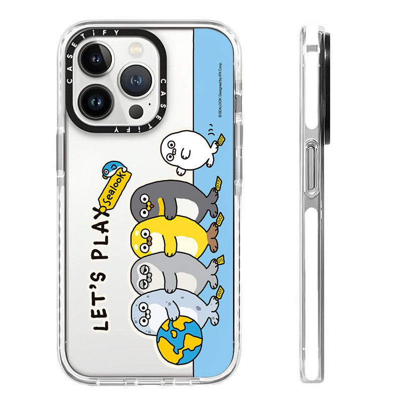 การ์ตูน SEALOOK กรณีเข้ากันได้สําหรับ IPhone 11 14 15 16 Pro MAX 12 13 Mini Cover X XR XS MAX ซิลิโค