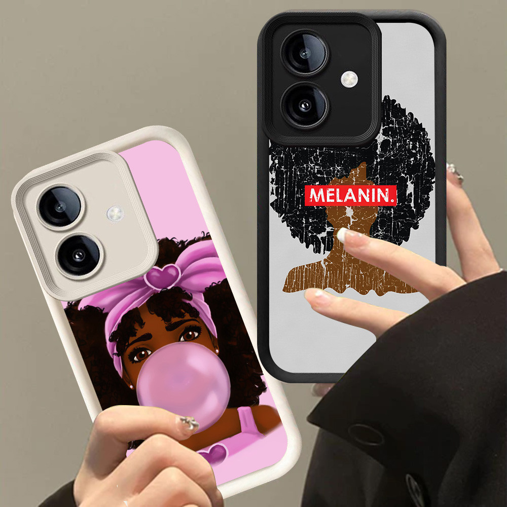 XI6 เมลานิน Poppin สาวปลอกสําหรับ OPPO A79 A3X A3 A5 Pro A5X 5G สีดําสีขาว