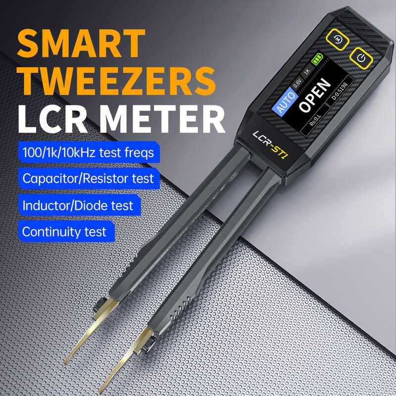 ▥ FNIRSI Lcr-St1 Smart Tweezer LCR SMD ESR Mini Tester Resistance Capacitance Inductance Continu