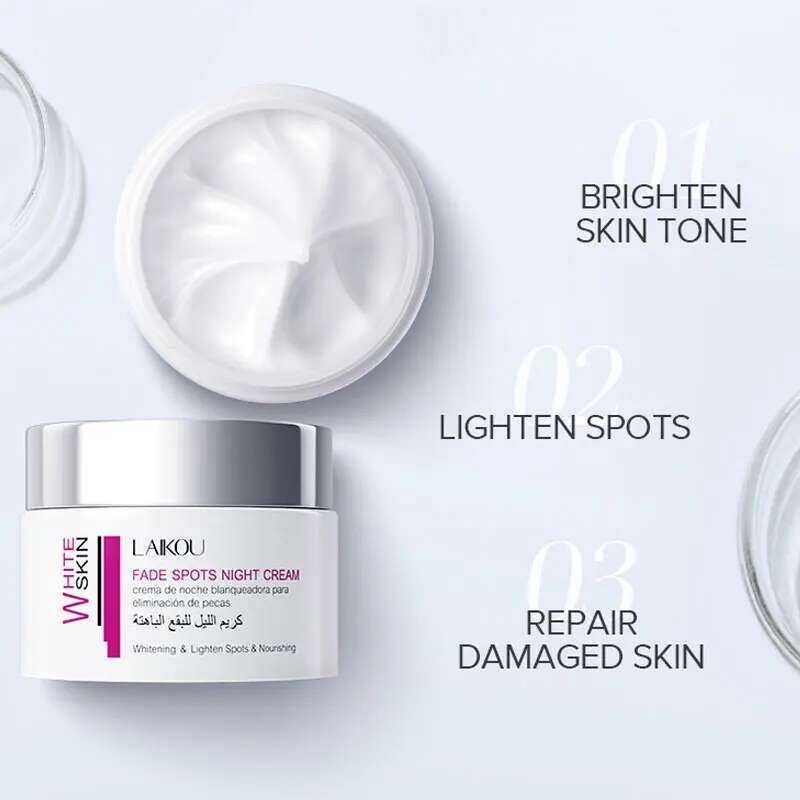 ▥ LAIKOU Niacinamide Night Cream Amino Acid โซเดียม Hyaluronate Lighten Melanin Face ครีมลดริ้ว