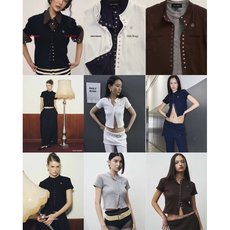 ♞,♘DAILY SQUAD Stone Snap เสื้อกระดุม snap เรียงด้านหน้า โลโก้ dsq New รับประกันของแท้% SGK