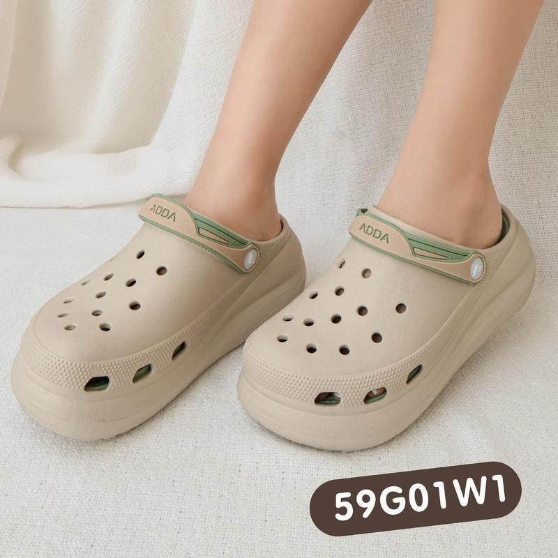 รองเท้าหัวโตพื้นสูงผู้หญิง ADDA 59G01 รองเท้าแตะลำลอง สูง 6.5 ซม. นิ่ม