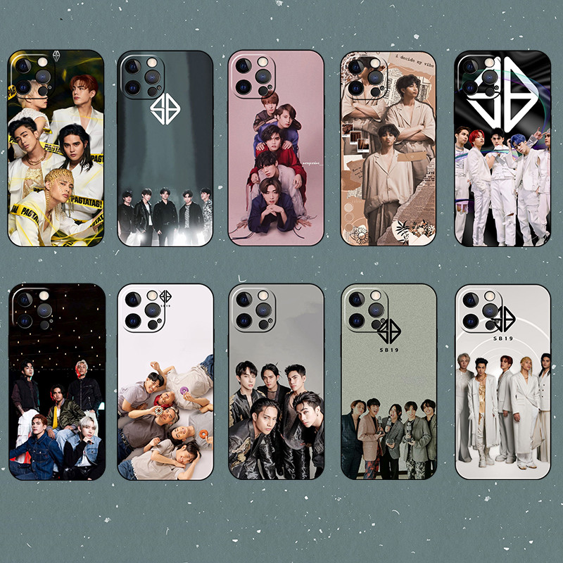 แฟชั่นพิมพ์สําหรับ iPhone SE X XR XS MAX 11 Pro Max SB19 เคสโทรศัพท์ TPU สีดํานุ่ม