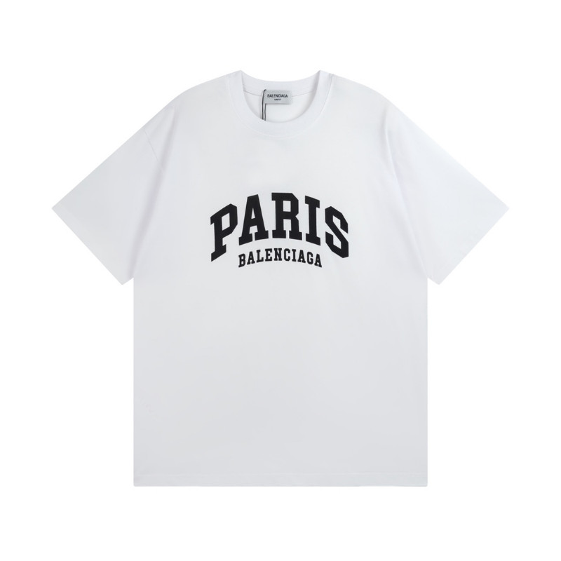 BALENCIAGA6102 เสื้อยืดโลโก้สีขาว Paris Big