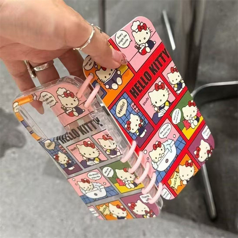 SAMSUNG 3Dการ์ตูนCreative Flip Notebook Kittyผู้ถือโทรศัพท์สําหรับSamsung Galaxy A35 25 A15 A14 A05 