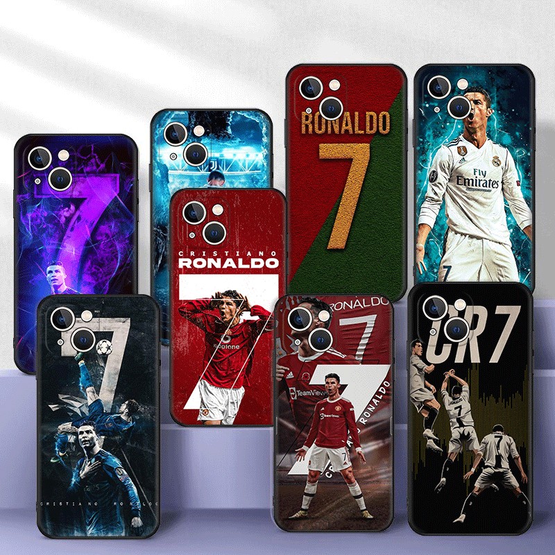 CR7 Cristiano Ronaldo สําหรับ iPhone 11 12 13 Pro Max Mini Soft เคสโทรศัพท์สีดํา