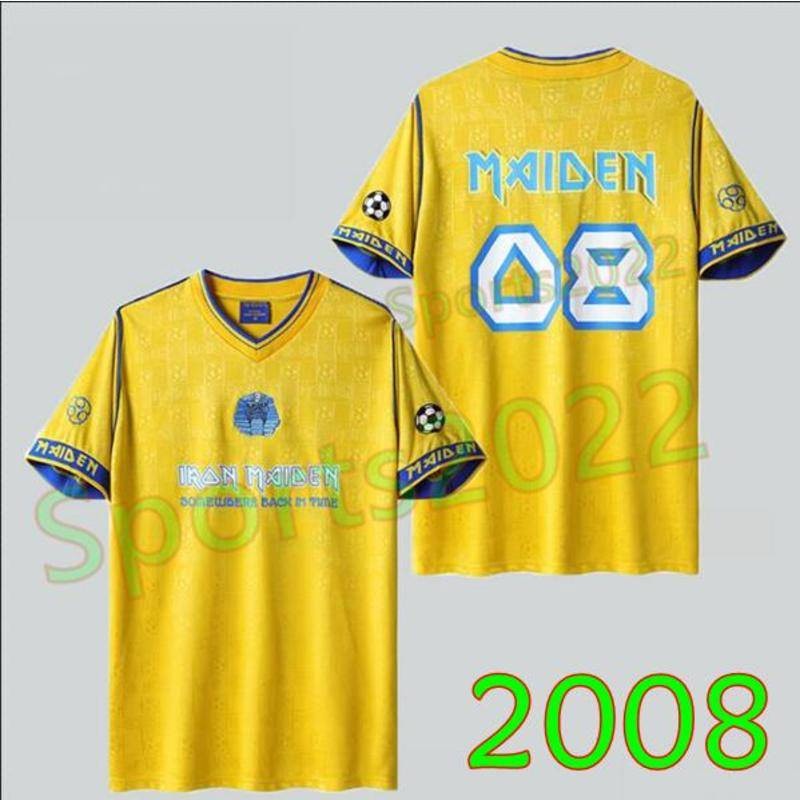 ในสต็อก 2008 Iron Maiden Away เสื้อฟุตบอลย้อนยุคคลาสสิก Camisa