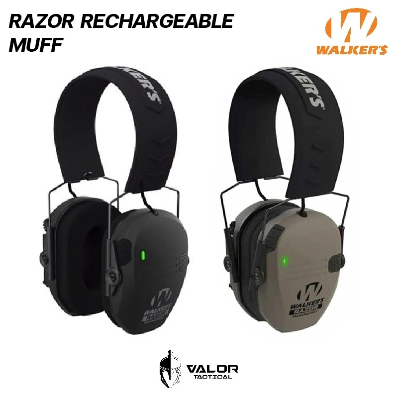 Walker's Razor Rechargeable Muff หูฟังครอบหู ตัดเสียงรบกวน ลำโพง Full HD เสียงชัด แบบชาร์จได้ หูฟัง
