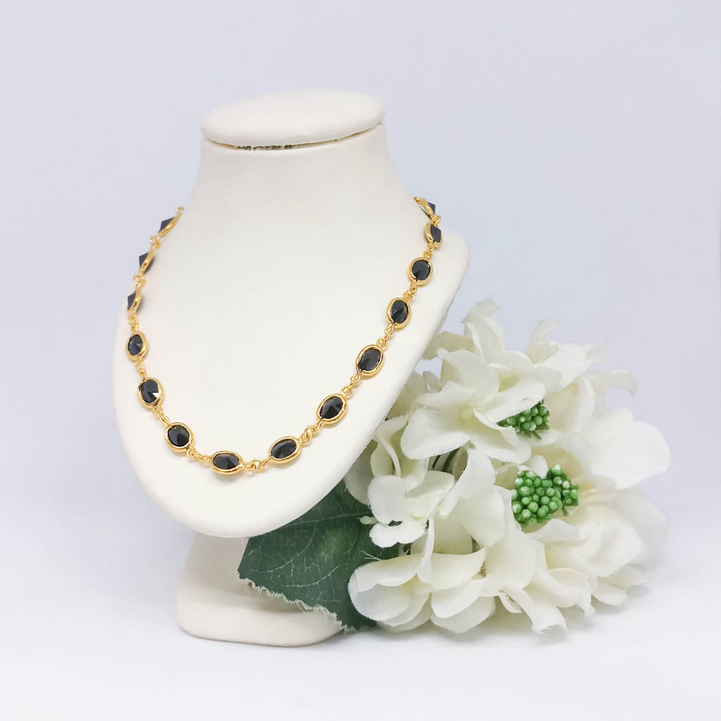 ส่งฟรี สร้อยคอเม็ดแตง สีน้ำเงิน เครื่องประดับไทย พูนทรัพย์ มีใบรับประกัน ND86N200