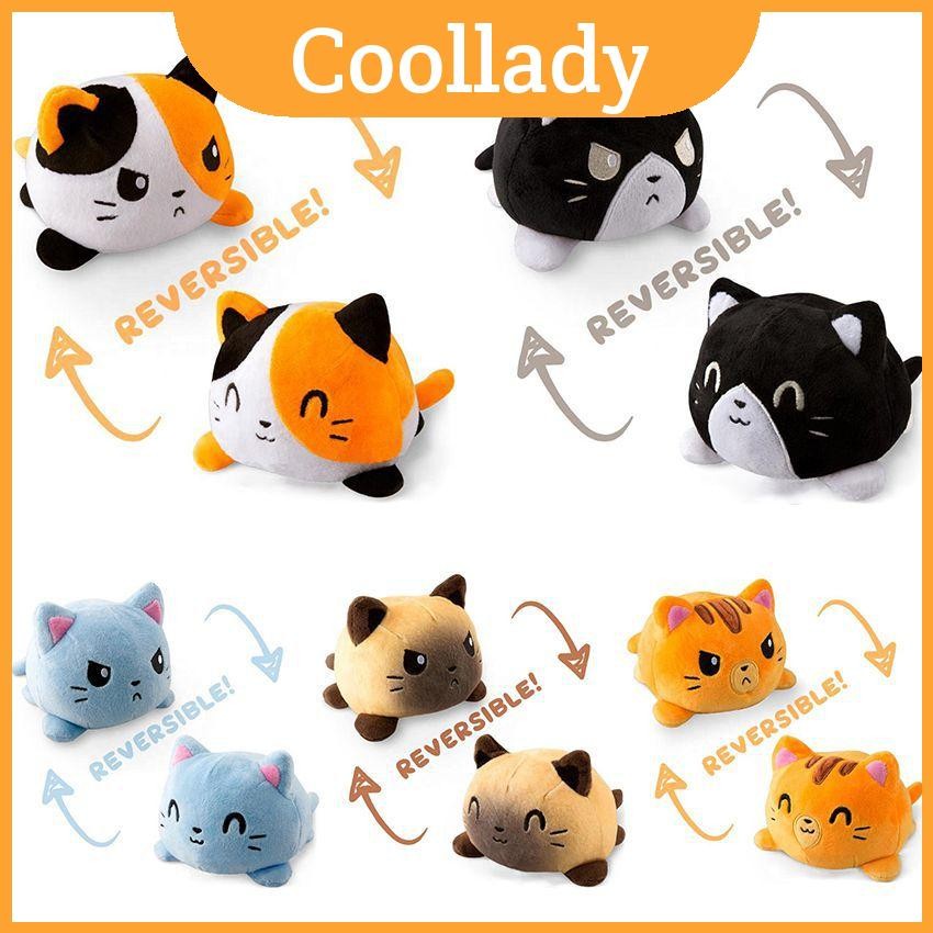 ของเล่นตุ๊กตาแมวแบบพลิกกลับได้สองด้านพลิกพร้อมที่นุ่มเป็นพิเศษและคุณสมบัติเหมือนจริง