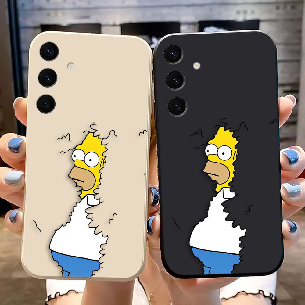 S-Simpsons อะนิเมะการ์ตูนสีสันตรงขอบซิลิโคน TPU เคสโทรศัพท์สําหรับ Samsung S30 S25 S24 S23 S22 S21 S