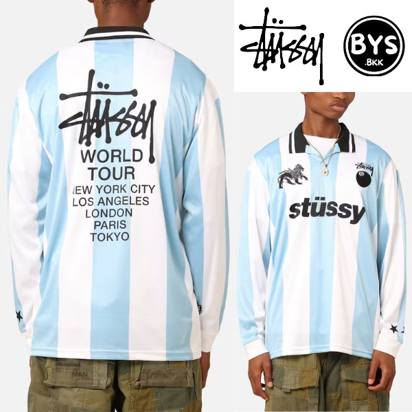 (เก็บโค้ดลด 30%) [สินค้าของแท้] Stussy Football Polo Long Sleeve T-Shirt (AU) [พร้อมส่ง]