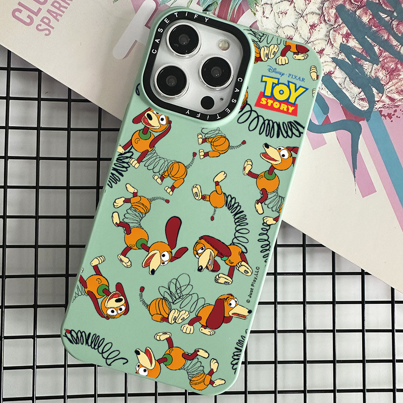Toy Story การ์ตูน Slinky สติกเกอร์สีเคสโทรศัพท์สําหรับ Iphone 13 14 12 11 Pro Max X Xs Xr Xsmax 15 Pro Max กรณีสีทึบ TPU ซิลิโคนเหลวโทรศัพท์มือถือปลอก