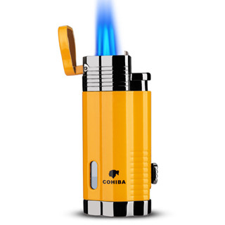 L ซิการ์ไฟแช็กแฟชั่น windproof ตรงผ่านโลหะ TITANIUM Alloy สเ…