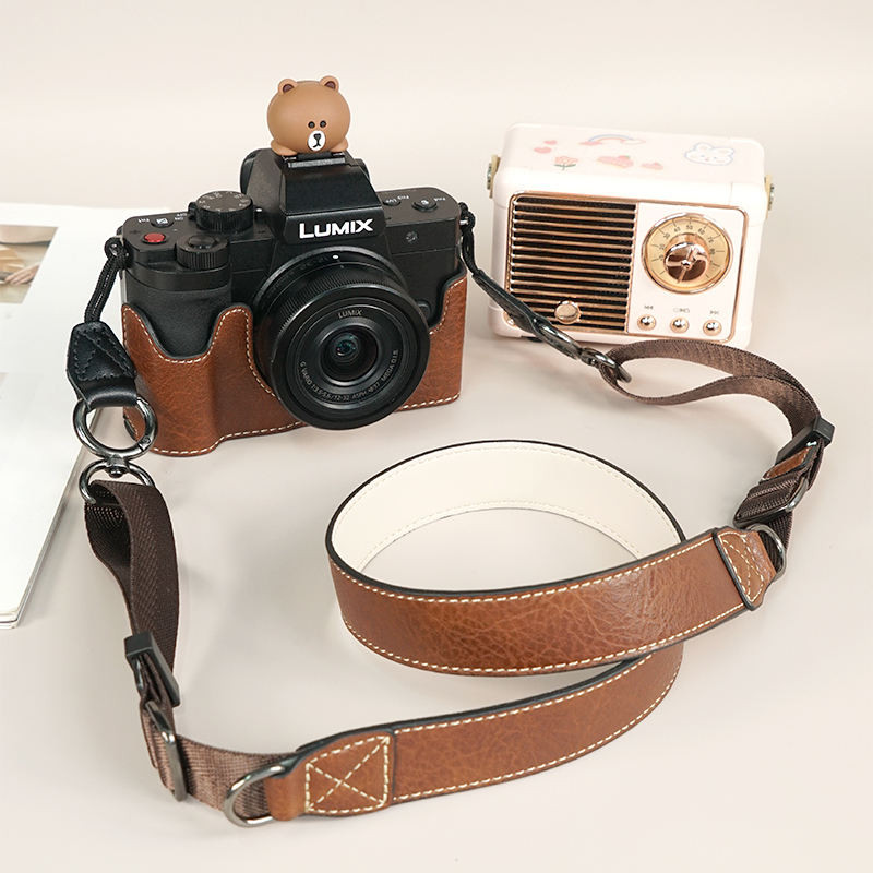 เหมาะสําหรับ Panasonic G100d กรณี G100k กระเป๋ากล้อง Lumix G100 ฐานกล้อง Retro สายคล้องไหล่กล้องอุปก