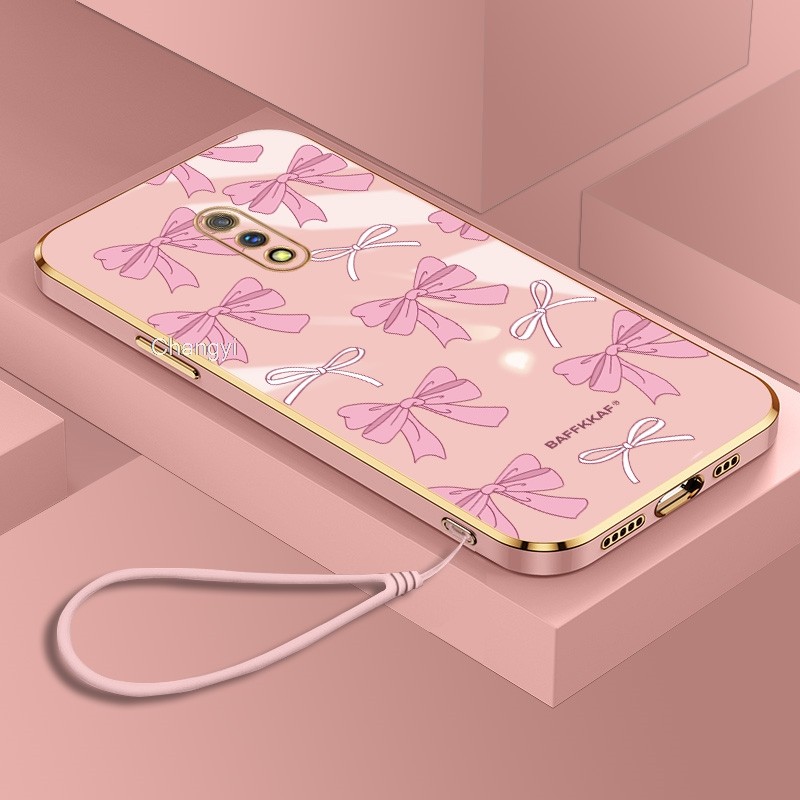 INS สีชมพู Pearl Bow Feather รูปแบบเคสโทรศัพท์สําหรับ Realme NOTE 60 Q3 Carnival U1 V13 V25 V5 5G X7