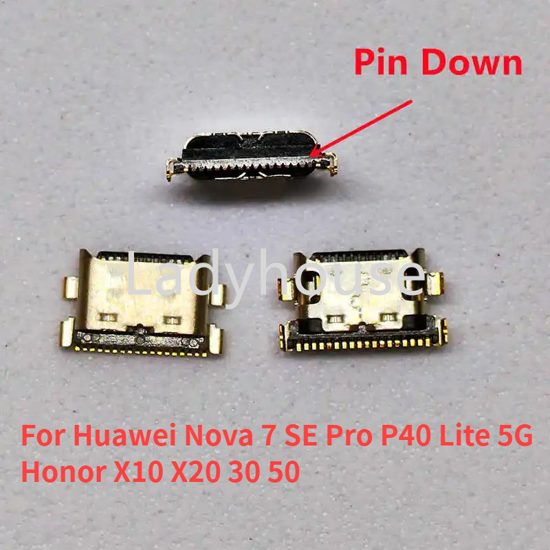 5-50pcs ชาร์จ Pin Connector สําหรับ Huawei Nova 7 SE Pro P40 Lite 5G Honor X10 X20 30 50 USB ชาร์จพอร์ต Dock Plug Charger Pin Connector ซ็อกเก็ต
