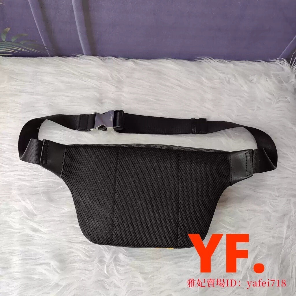 มือสอง] FENDI LOGO ผ้าใบ cowhide splicing กระเป๋าคาดเอว 7VA434A9XSF0R2A กระเป๋าคาดเอวผู้ชาย กระเป๋า