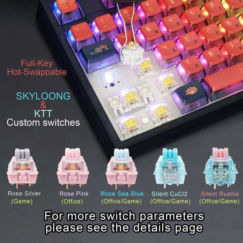 ▥ SKYLOONG Gk87 Pro 8K 3 โหมดคีย์บอร์ดไร้สาย Full-Key Hot-Swappable 2.0 นิ้วหน้าจอ RGB CUSTOM L
