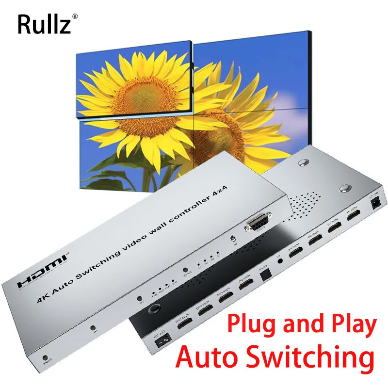 Auto Switching HDMI Video Wall Controller 4K 4x4 Video Wall Processor 2x2 1x3 1x4 Multi Screen Proce