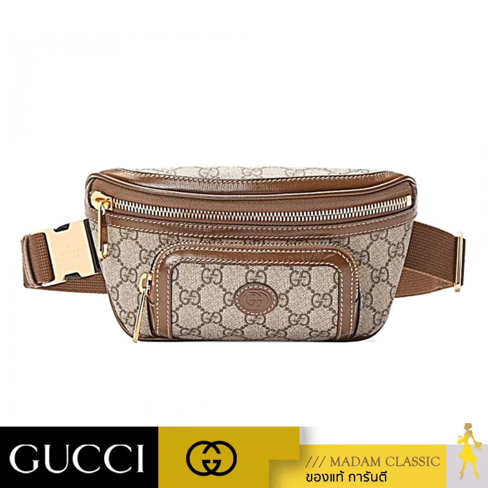 ของแท้ % กระเป๋าคาดอก คาดเอว GUCCI BELT BAG WITH INTERLOCKING G (BEIGE/EBONY/BROWN [68293392THG8563