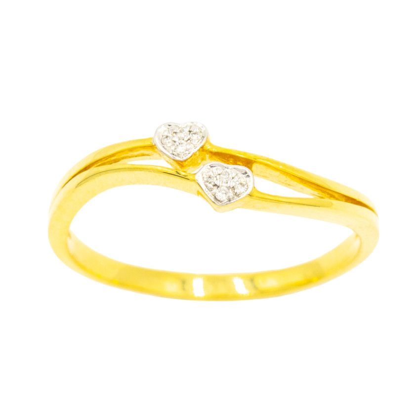 ♞,♘Happy Jewelry แหวนหัวใจคู่ แหวนเพรชแท้ ทองเแท้ 37.5% (9K) ME787 XFS