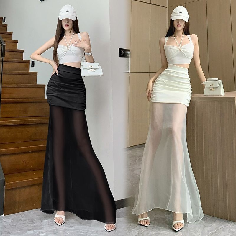High-End Gauze Stitching สะโพก-Packed กระโปรงหญิงสไตล์เกาหลีแฟชั่นกระโปรงสไตล์ใหม่ยอดนิยม