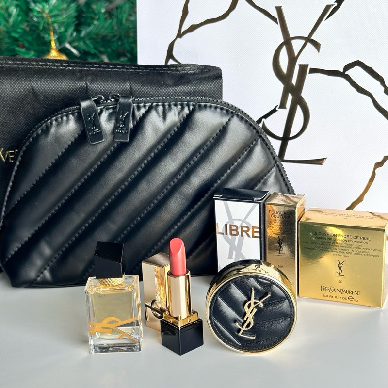 YSL Set 3 Pcs. With Pouch ( Libre EDP + Lipstick#NM + + Cushion #20 )