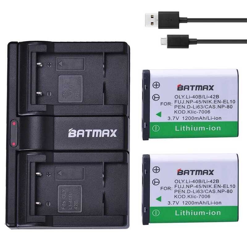 ❃ Batmax 2ชิ้น1200มิลลิแอมป์ชั่วโมงli-42B Li-40B Li42b 42B Li 40Bแบตเตอรี่+แบบdual Usbชาร์จo LY