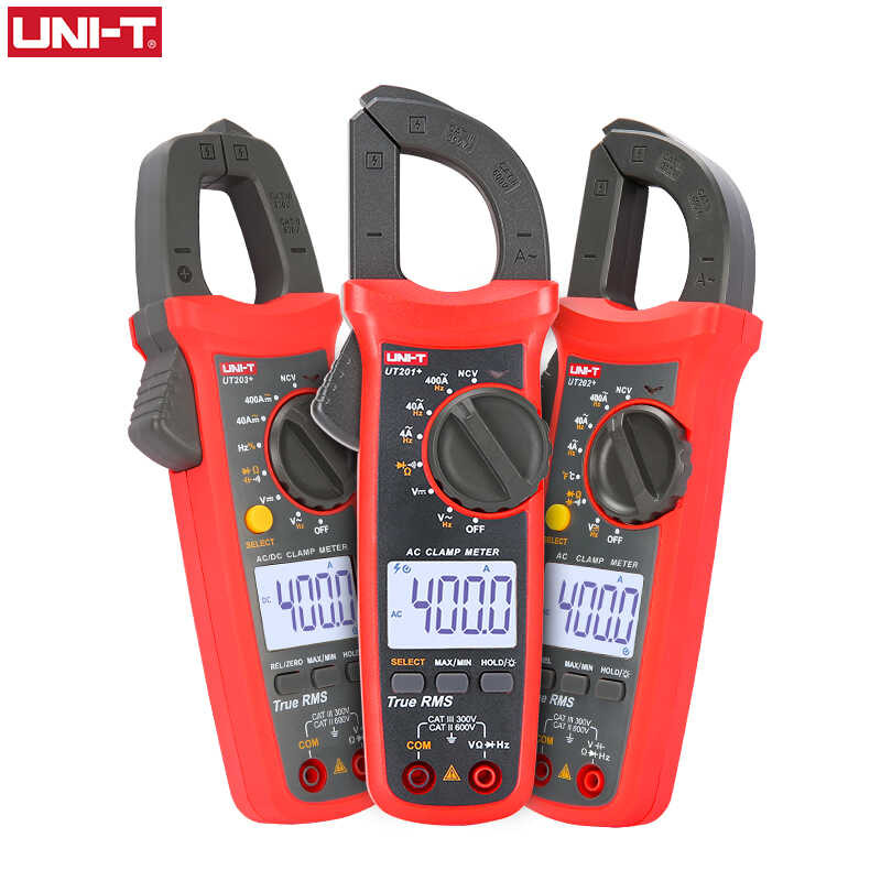 ▥ UNI T Digital Clamp Ut201+ Ut202+ Ut203+ Ut204+ AC DC Voltage Ampimetro Test Plis Ammet Resist