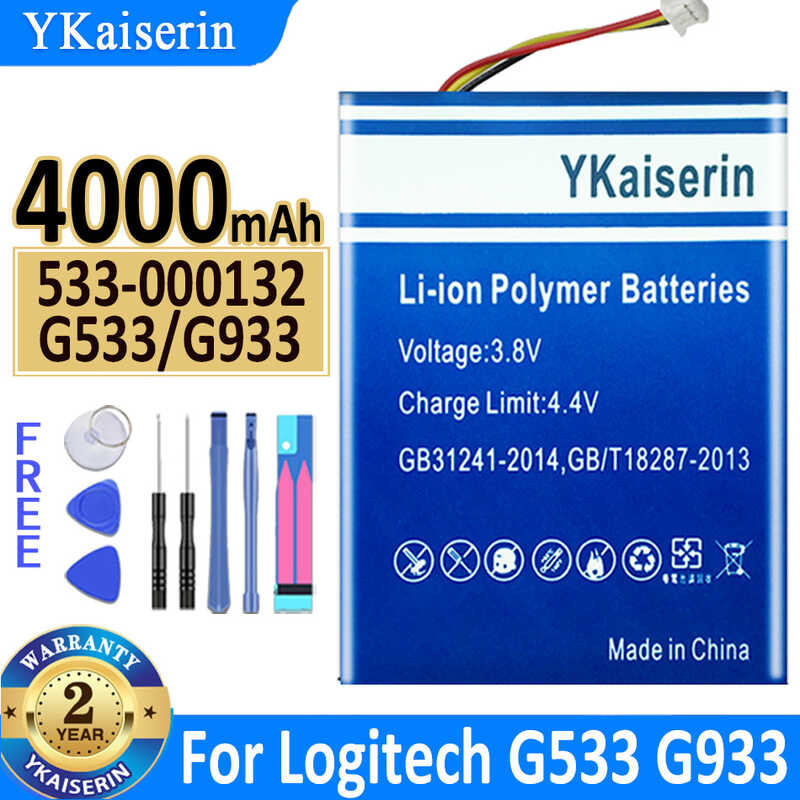 YKaiserin 533-00132(G533/G933)2200mah 4000mAh เปลี่ยนแบตเตอรี่สำหรับ Logitech G533 G933