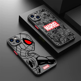Marvel Comics Spiderman Ironmanเคสโทรศัพท์สําหรับIphone 16 Pro 15 11 14 Plus Max 12 13 Mini XS 7 8 SE2020 ซิลิโคนใสFrostedกันกระแทกเกราะ