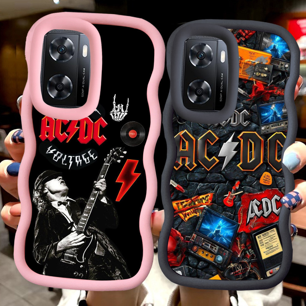 MERAH Z-58 ACDC Band สีแดงสีดําสีชมพูปลอกสําหรับ OPPO A57S A77 A57 Reno 6 Lite A57E A77S 5G