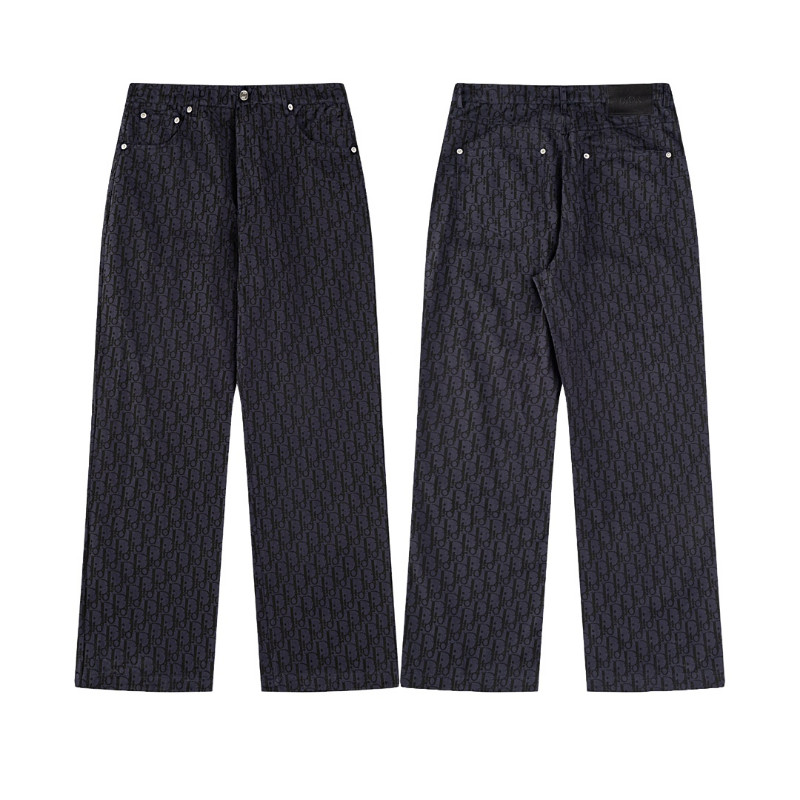 Dior5902 Black Classic LOGO Printing Straight Pants