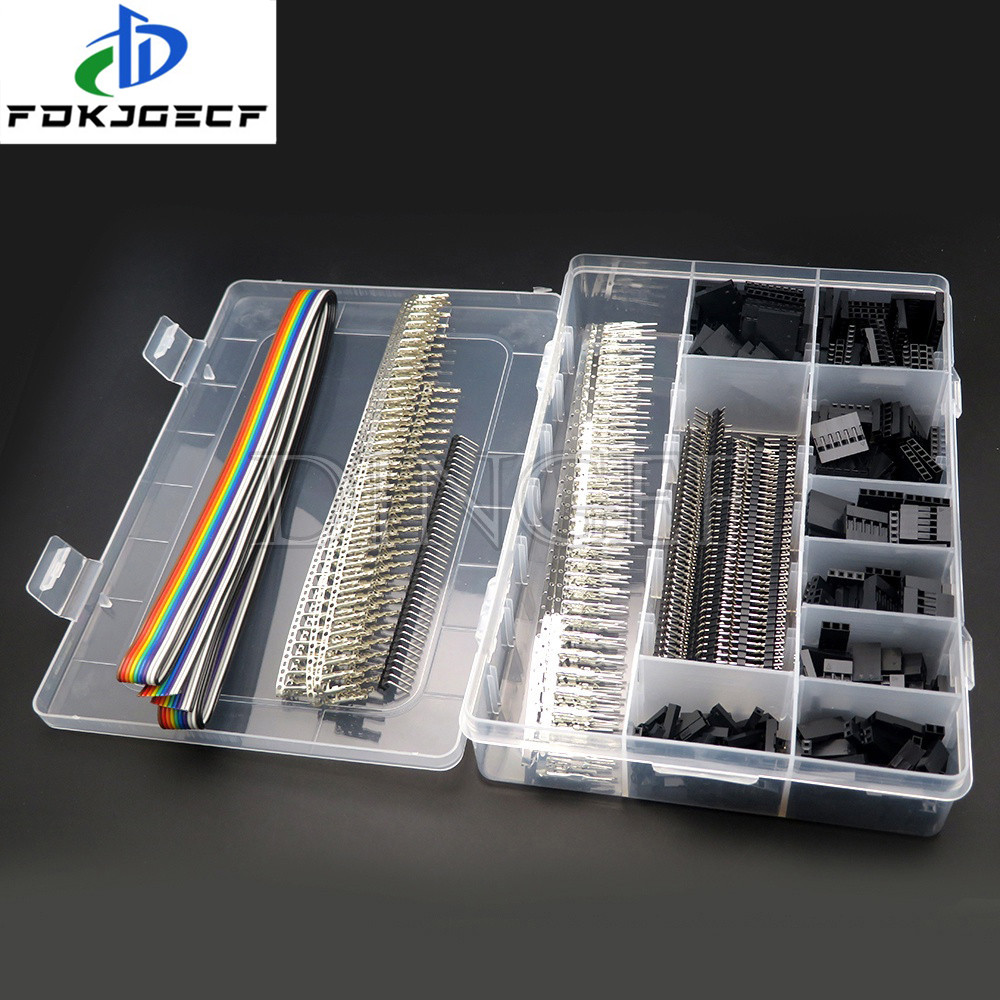 1550 ชิ้น/เซ็ต 2.54 มม.Dupont Connector Kit PCB Headers ชายหญิง Pins Electronics สายจัมเปอร์ลวด Pin Header Housing