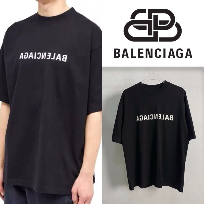 เสื้อยืดแขนสั้น Balenciaga Mirror T-Shirt (สีดำ)
