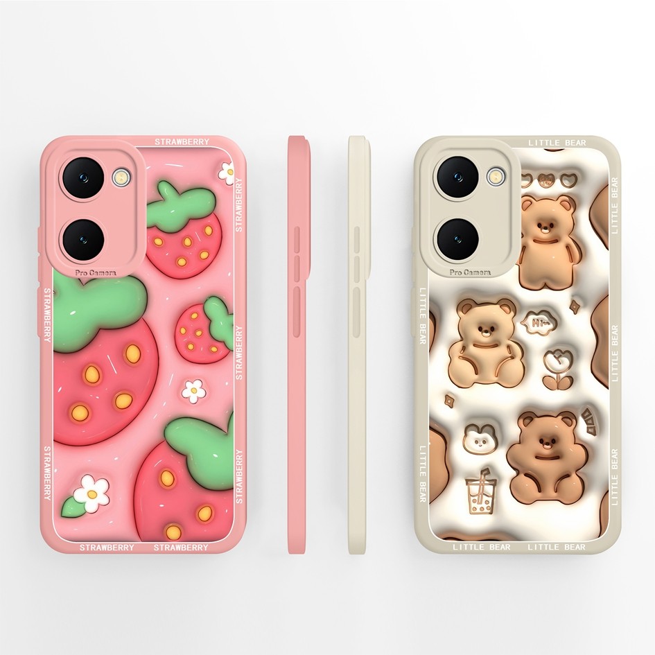 สําหรับ Vivo Y19S Pro Y18 Y18S Y18E Y18 Y17S Y28S 4G 5G เคสโทรศัพท์สไตล์ที่ไม่ซ้ํากันสแควร์กล้องป้อง