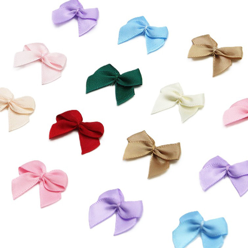 (50 ชิ้น) 2.5*2.5 ซม.Colourful ริบบิ้นโบว์ขนาดเล็กโพลีเอสเตอร์ซาตินริบบิ้นโบว์ดอกไม้หัตถกรรมตกแต่ง DIY อุปกรณ์เสริมผม