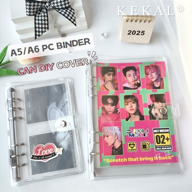 A5 A6 6 หลุม DIY ฝาครอบโปร่งใส PVC Photocard Binder หลวม K-POP อัลบั้มภาพรวบรวมหนังสือ Instax Square โฟลเดอร์เก็บภาพกว้าง