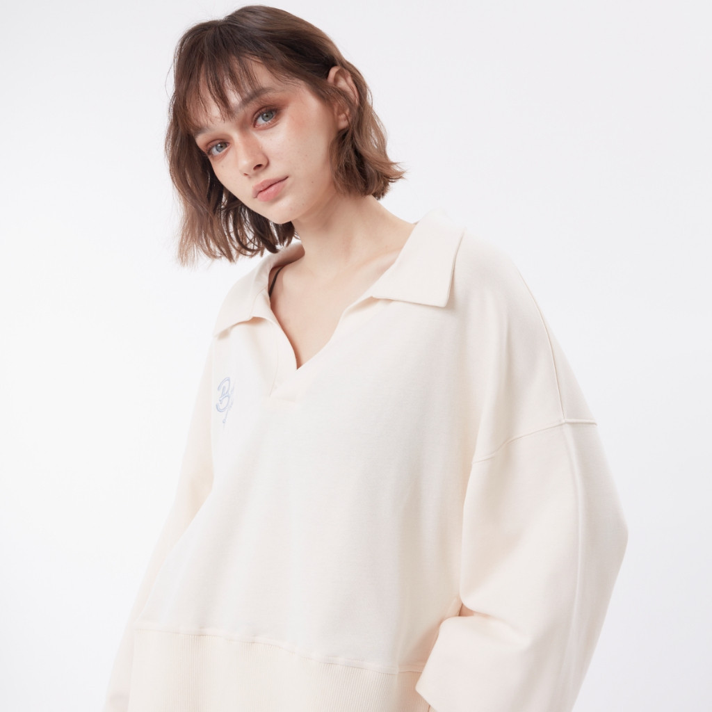 ♞,♘,♙,,BODY GLOVE  Women's OCEAN SOUL" Sweater - เสื้อสเว็ตเตอร์ คอปก สีเบจ gh XLF