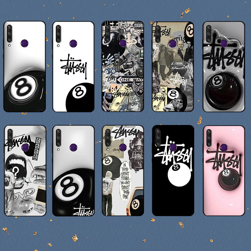 พิมพ์ลายแฟชั่น สําหรับ
 Huawei Y6s Y6 Pro Y7 Y9 Prime stussy 8 ball เคสโทรศัพท์ TPU สีดํานุ่ม